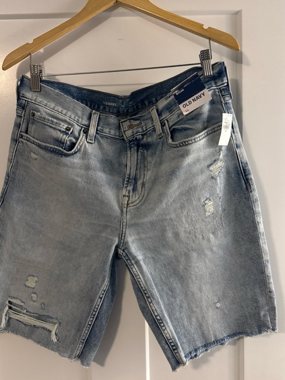 Old Navy Men's Light Blue Distressed Denim Shorts